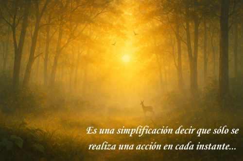 Es una simplificación decir que sólo se realiza una acción en cada instante